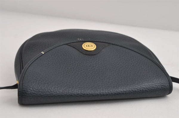 Authentic Christian Dior Shoulder Cross Body Bag Purse Leather Navy Blue 7959I