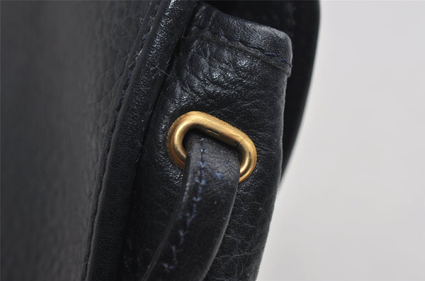Authentic Christian Dior Shoulder Cross Body Bag Purse Leather Navy Blue 7959I