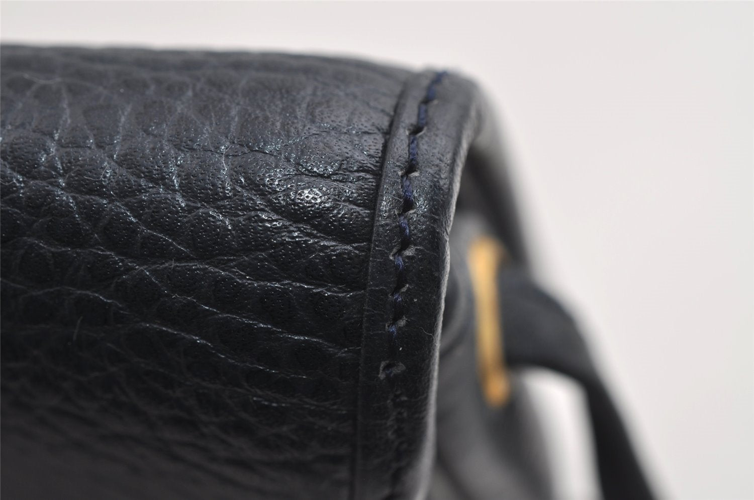 Authentic Christian Dior Shoulder Cross Body Bag Purse Leather Navy Blue 7959I