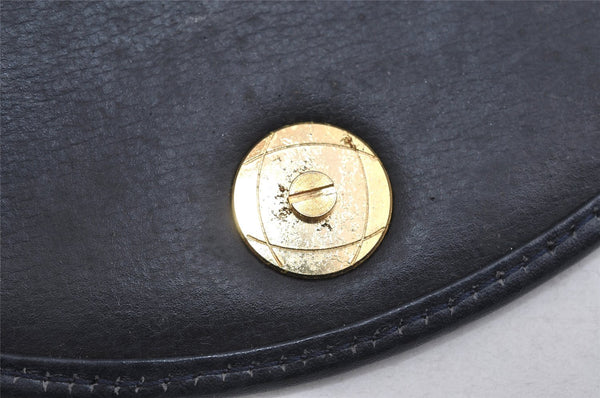 Authentic Christian Dior Shoulder Cross Body Bag Purse Leather Navy Blue 7959I