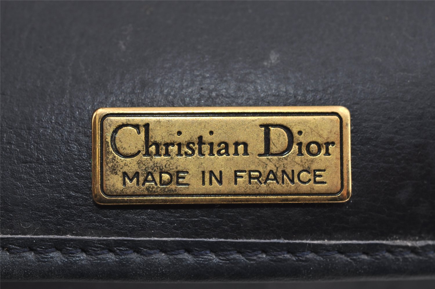 Authentic Christian Dior Shoulder Cross Body Bag Purse Leather Navy Blue 7959I