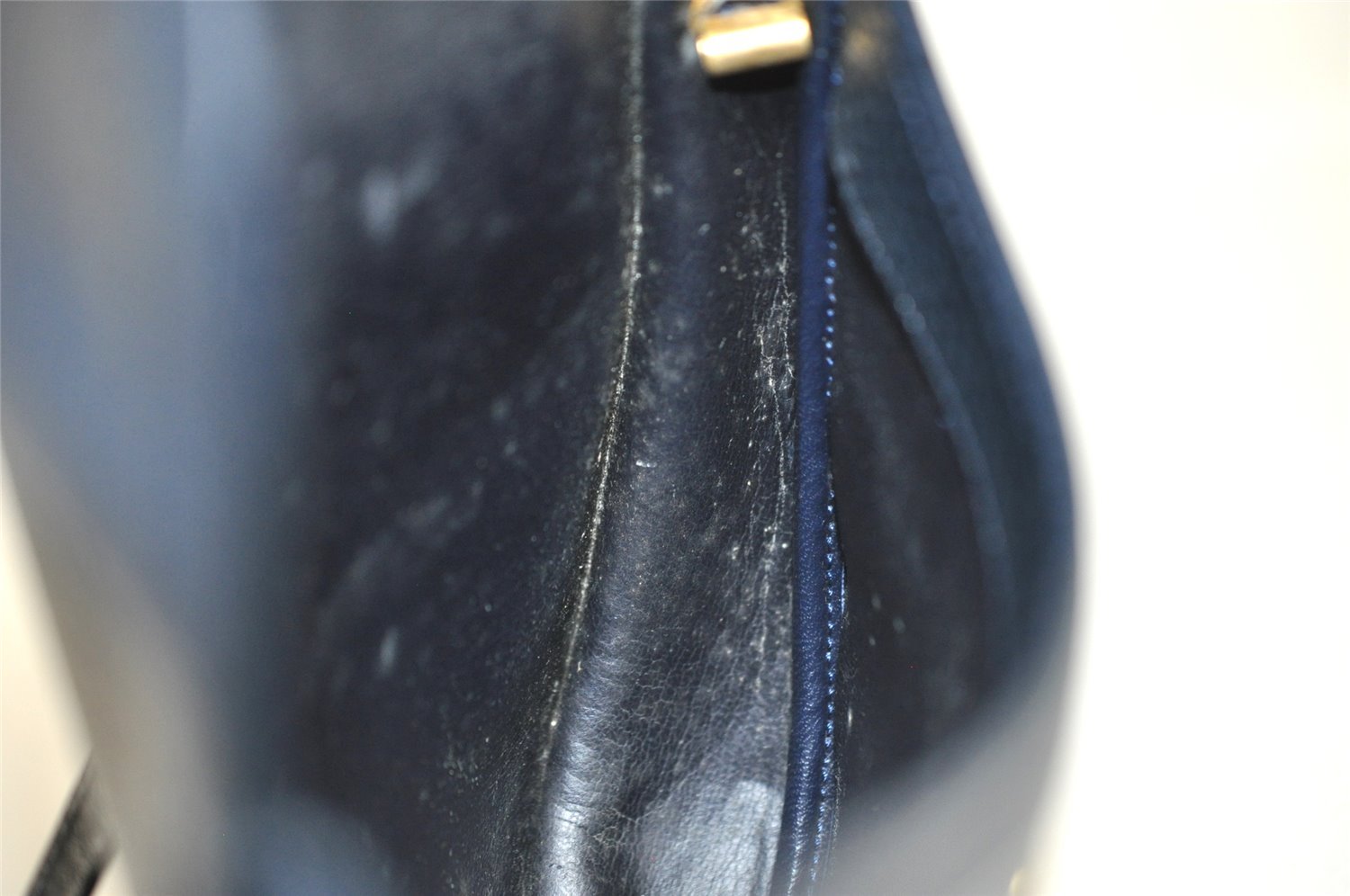 Authentic Christian Dior Shoulder Cross Body Bag Purse Leather Navy Blue 7959I