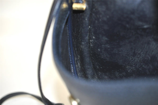 Authentic Christian Dior Shoulder Cross Body Bag Purse Leather Navy Blue 7959I