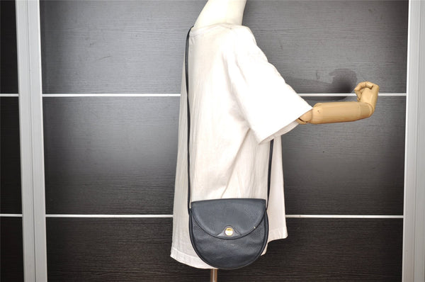 Authentic Christian Dior Shoulder Cross Body Bag Purse Leather Navy Blue 7959I