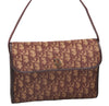 Authentic Christian Dior Trotter Shoulder Hand Bag Canvas Leather Bordeaux 7960I