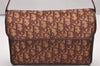 Authentic Christian Dior Trotter Shoulder Hand Bag Canvas Leather Bordeaux 7960I