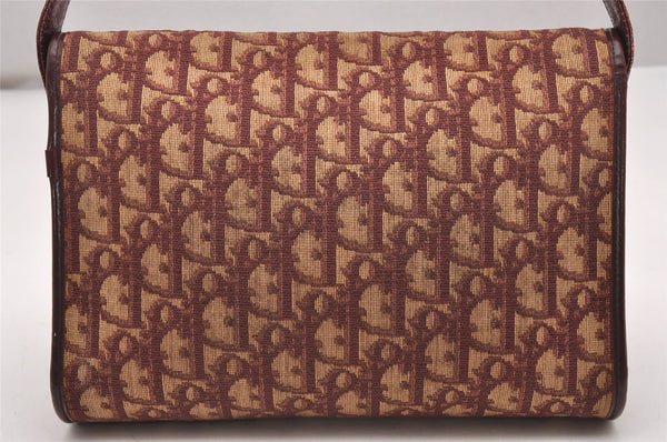 Authentic Christian Dior Trotter Shoulder Hand Bag Canvas Leather Bordeaux 7960I