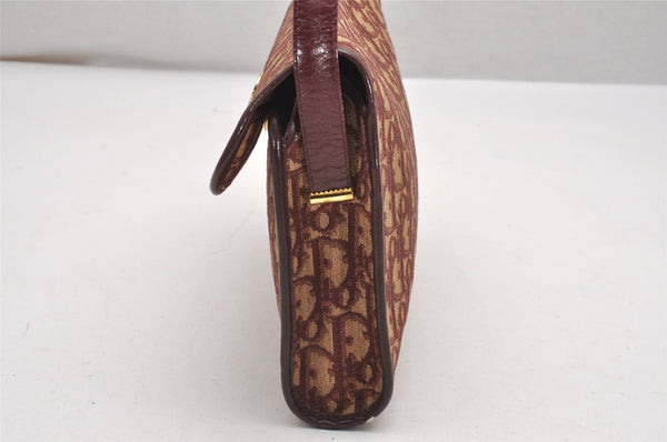 Authentic Christian Dior Trotter Shoulder Hand Bag Canvas Leather Bordeaux 7960I