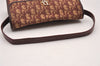 Authentic Christian Dior Trotter Shoulder Hand Bag Canvas Leather Bordeaux 7960I