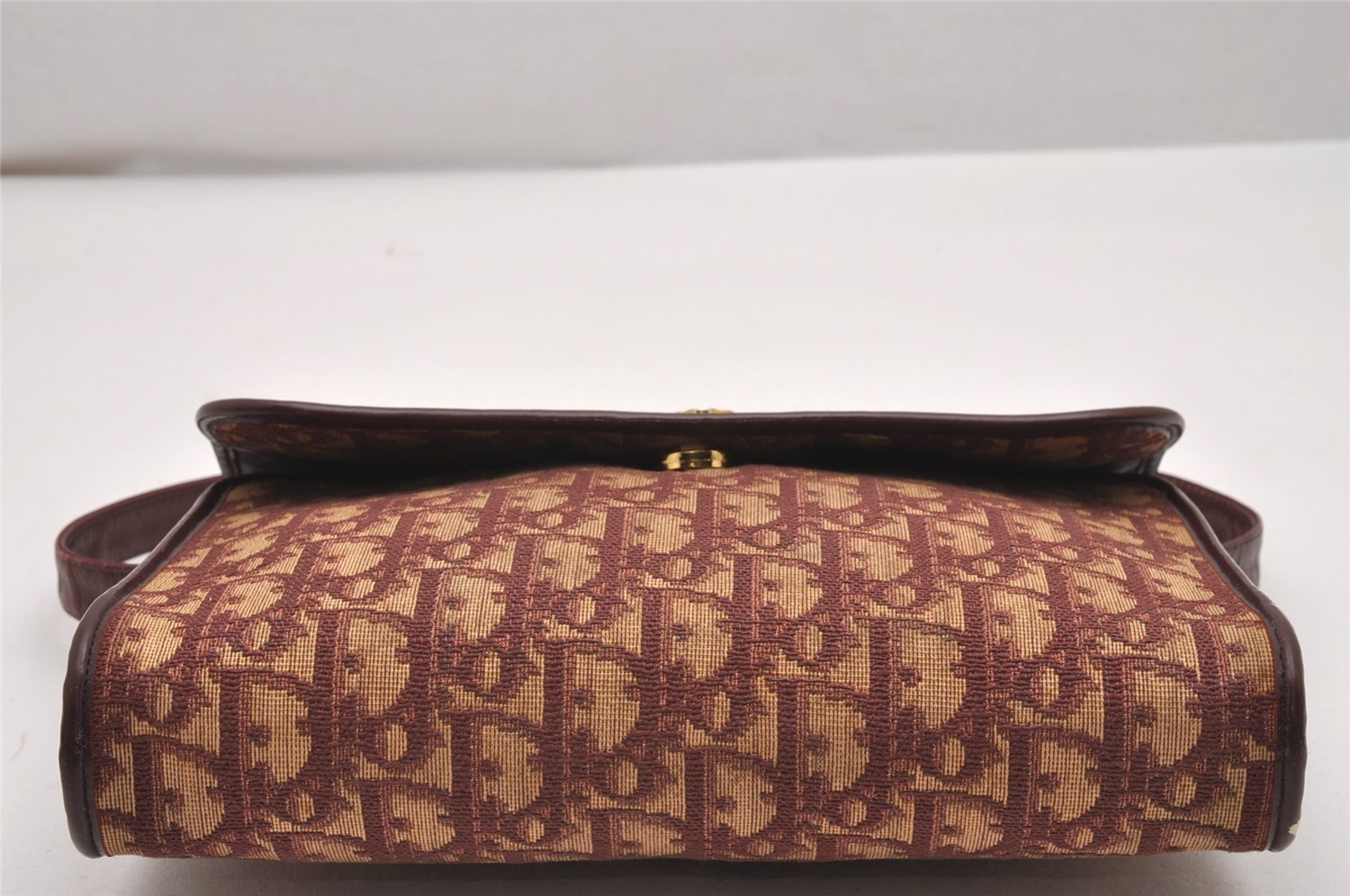 Authentic Christian Dior Trotter Shoulder Hand Bag Canvas Leather Bordeaux 7960I