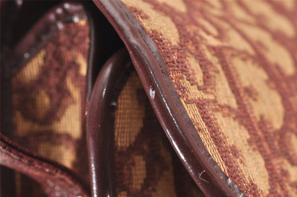 Authentic Christian Dior Trotter Shoulder Hand Bag Canvas Leather Bordeaux 7960I