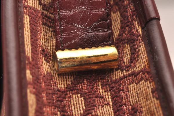 Authentic Christian Dior Trotter Shoulder Hand Bag Canvas Leather Bordeaux 7960I
