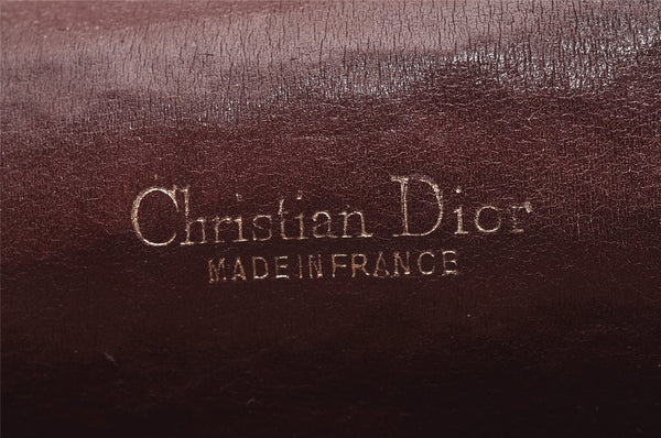 Authentic Christian Dior Trotter Shoulder Hand Bag Canvas Leather Bordeaux 7960I