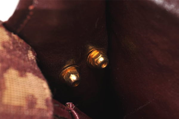 Authentic Christian Dior Trotter Shoulder Hand Bag Canvas Leather Bordeaux 7960I