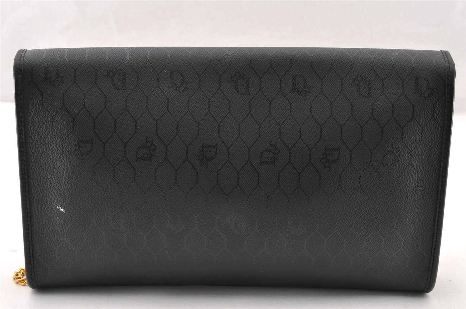 Authentic Christian Dior Honeycomb Shoulder Bag Purse PVC Leather Black 7962I