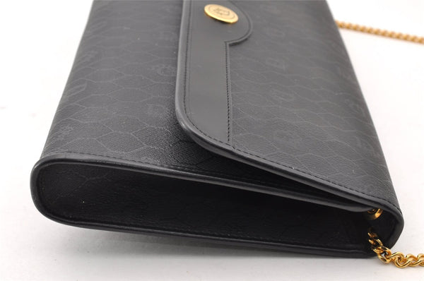 Authentic Christian Dior Honeycomb Shoulder Bag Purse PVC Leather Black 7962I