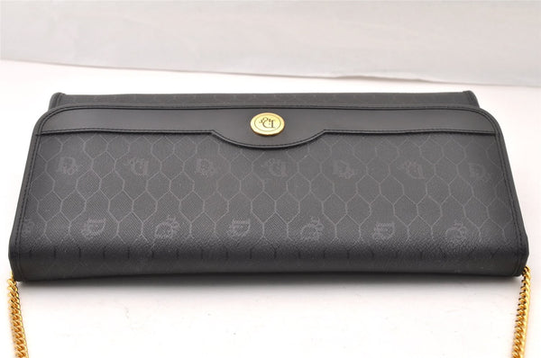 Authentic Christian Dior Honeycomb Shoulder Bag Purse PVC Leather Black 7962I