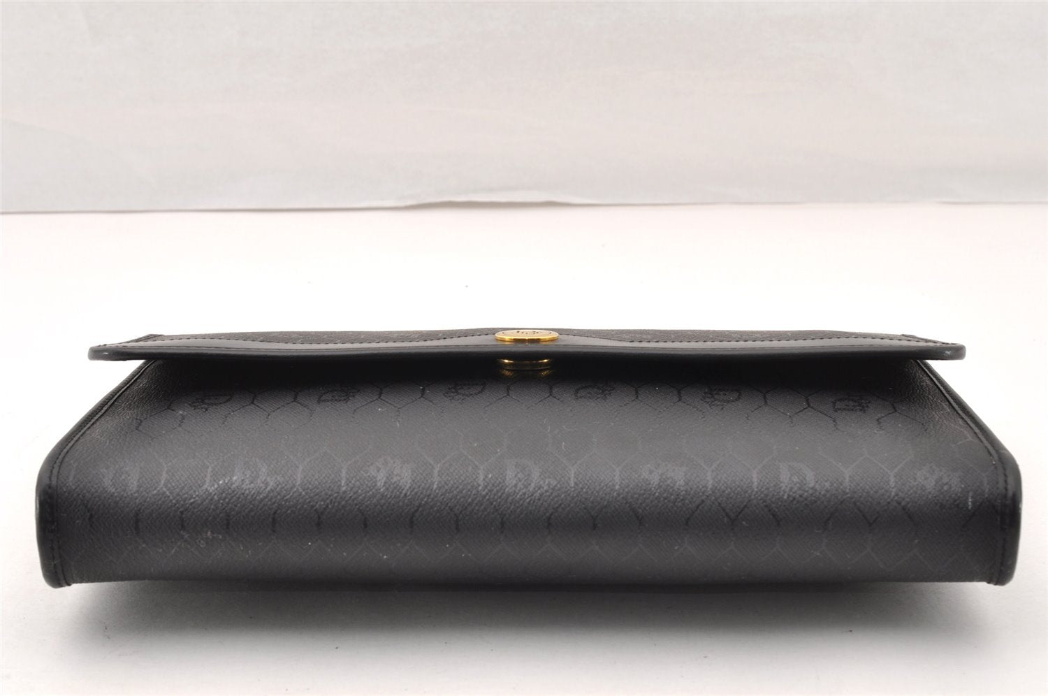 Authentic Christian Dior Honeycomb Shoulder Bag Purse PVC Leather Black 7962I