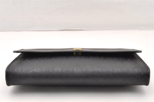 Authentic Christian Dior Honeycomb Shoulder Bag Purse PVC Leather Black 7962I