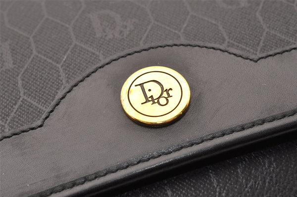 Authentic Christian Dior Honeycomb Shoulder Bag Purse PVC Leather Black 7962I