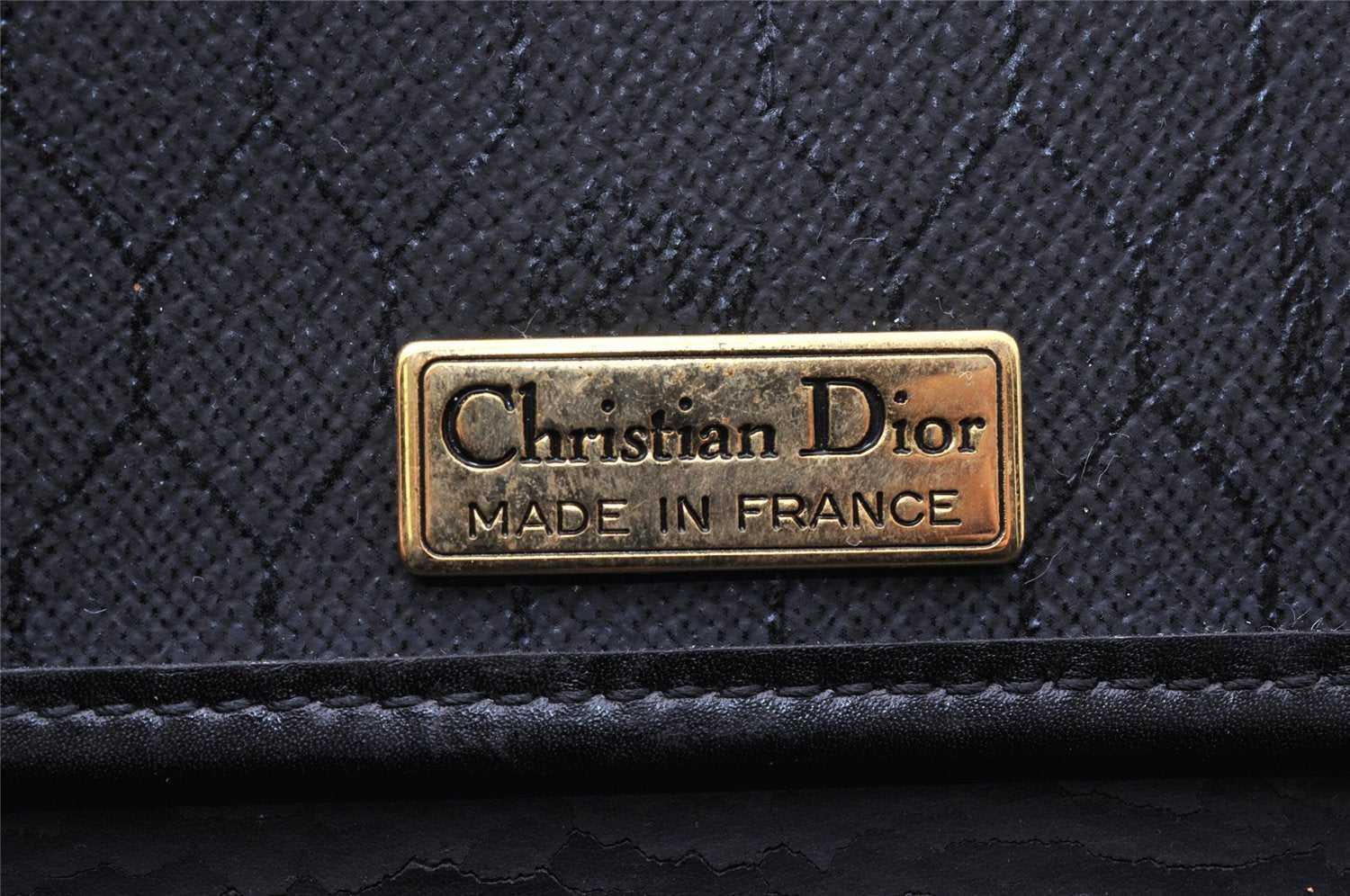 Authentic Christian Dior Honeycomb Shoulder Bag Purse PVC Leather Black 7962I