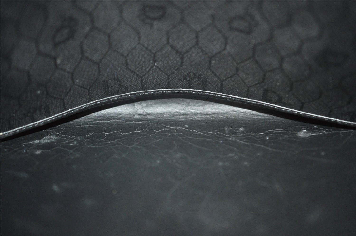 Authentic Christian Dior Honeycomb Shoulder Bag Purse PVC Leather Black 7962I