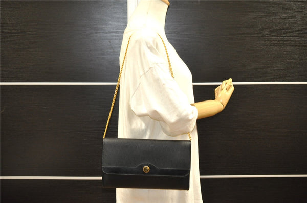 Authentic Christian Dior Honeycomb Shoulder Bag Purse PVC Leather Black 7962I