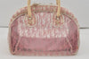 Authentic Christian Dior Trotter Hand Bag Vinyl Enamel Pink Clear Junk 7964I