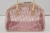 Authentic Christian Dior Trotter Hand Bag Vinyl Enamel Pink Clear Junk 7964I