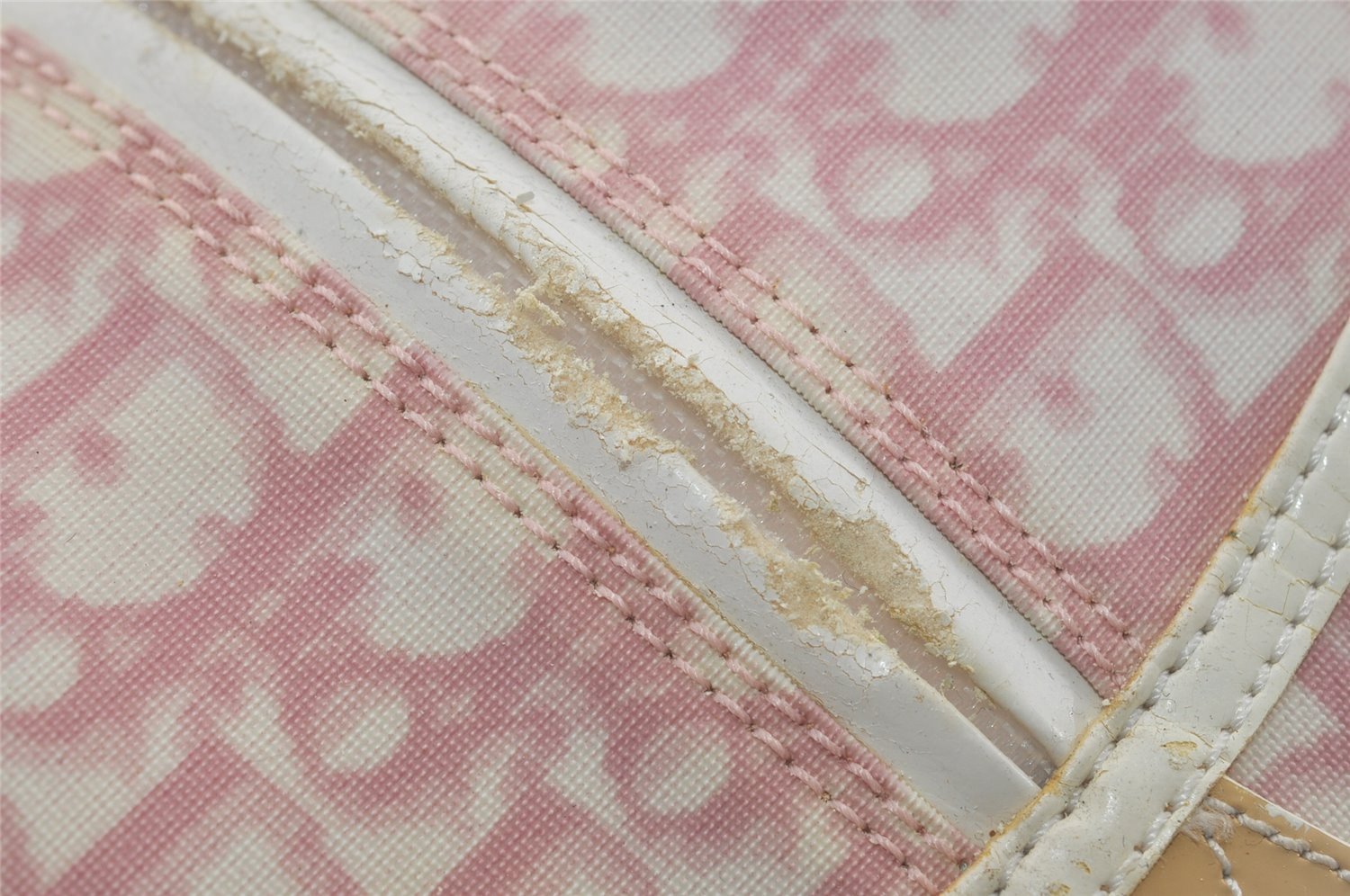 Authentic Christian Dior Trotter Hand Bag Vinyl Enamel Pink Clear Junk 7964I