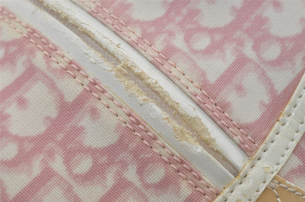 Authentic Christian Dior Trotter Hand Bag Vinyl Enamel Pink Clear Junk 7964I