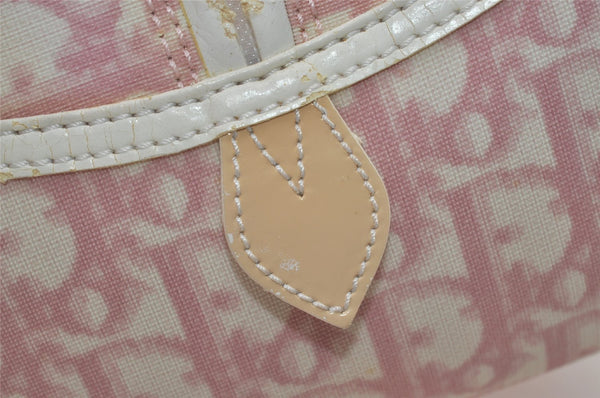 Authentic Christian Dior Trotter Hand Bag Vinyl Enamel Pink Clear Junk 7964I