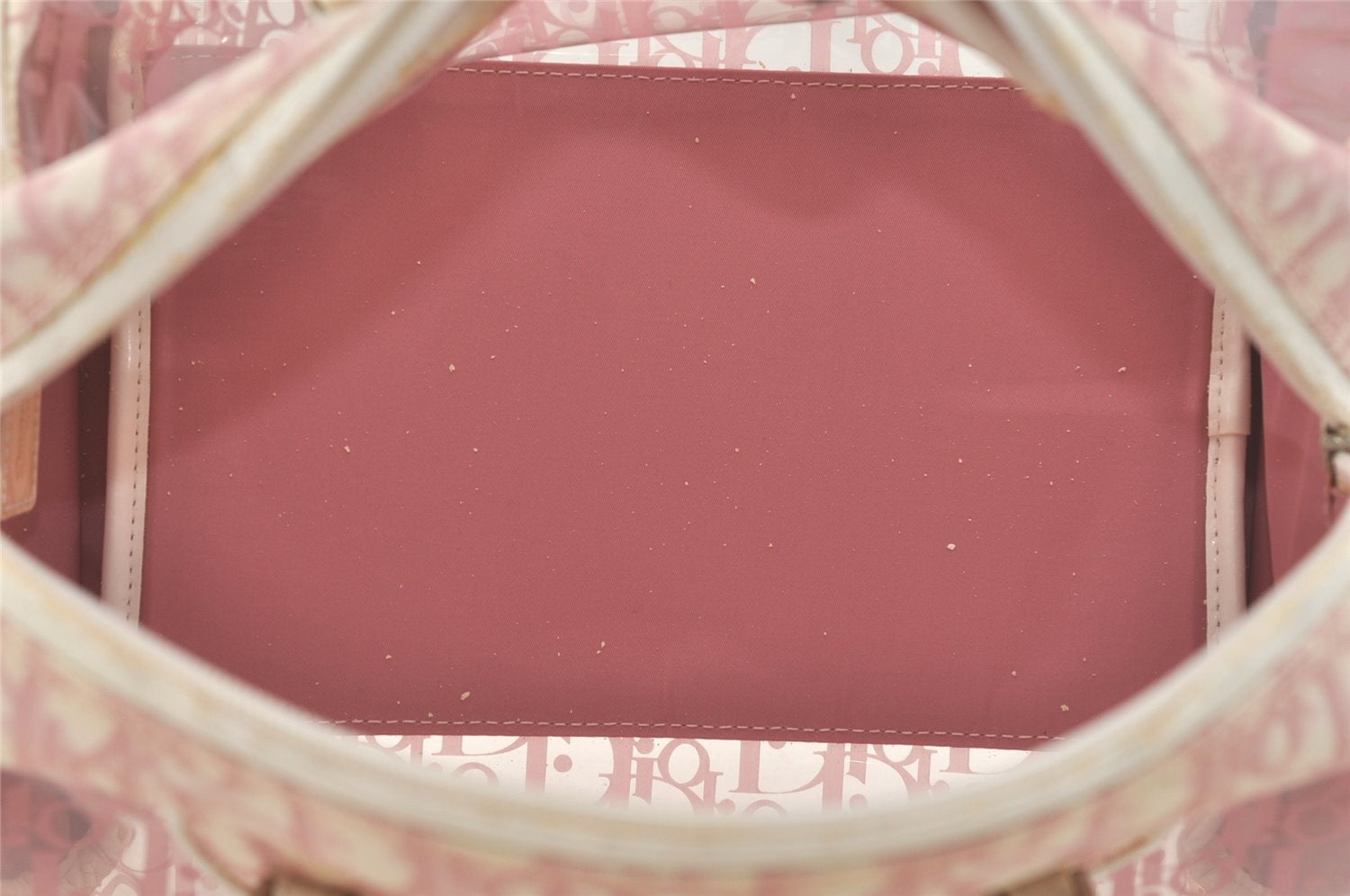 Authentic Christian Dior Trotter Hand Bag Vinyl Enamel Pink Clear Junk 7964I