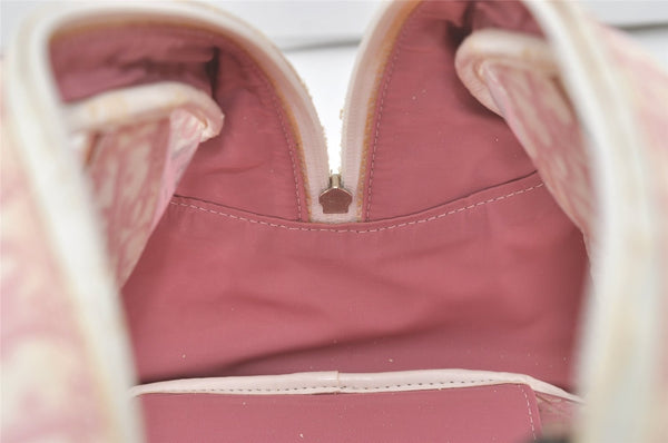 Authentic Christian Dior Trotter Hand Bag Vinyl Enamel Pink Clear Junk 7964I