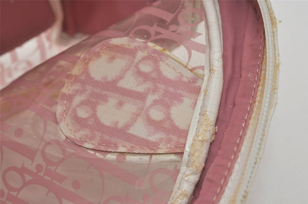 Authentic Christian Dior Trotter Hand Bag Vinyl Enamel Pink Clear Junk 7964I