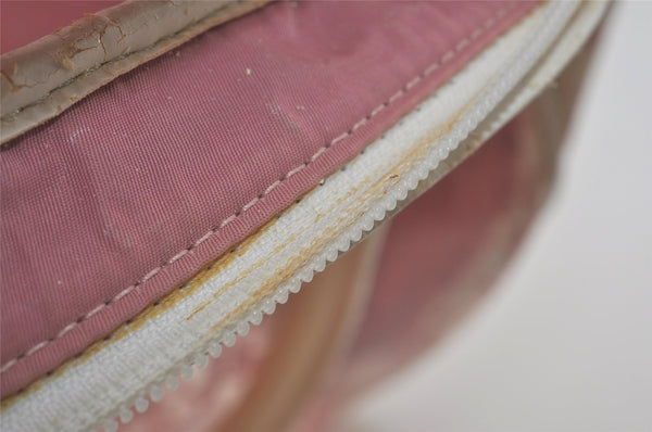 Authentic Christian Dior Trotter Hand Bag Vinyl Enamel Pink Clear Junk 7964I