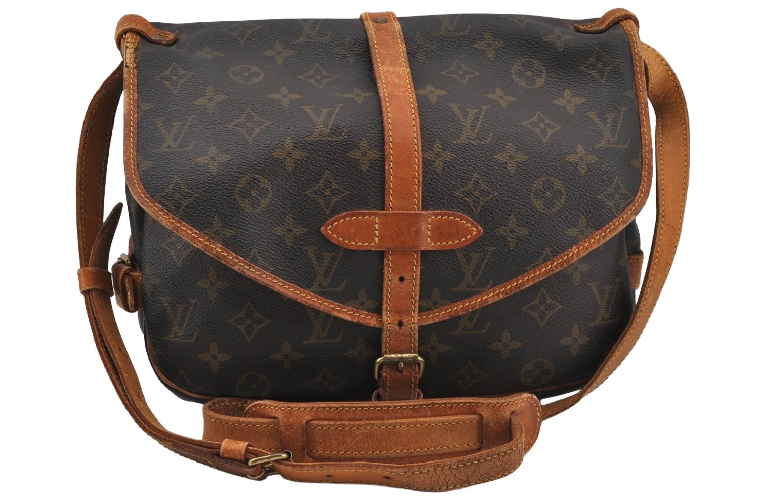 Authentic Louis Vuitton Monogram Saumur 30 Shoulder Cross Bag M42256 LV 7964J