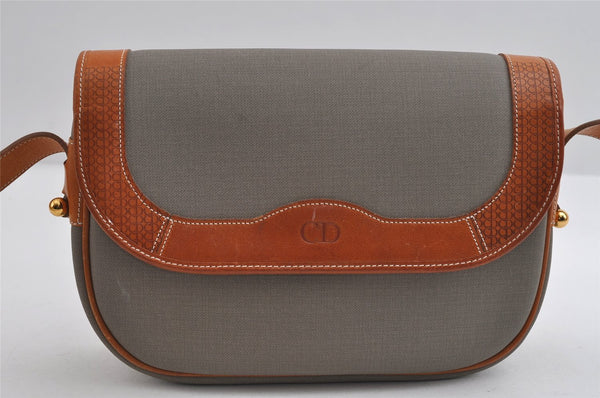 Authentic Christian Dior Shoulder Cross Body Bag Purse PVC Leather Gray CD 7965I