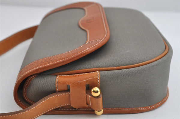 Authentic Christian Dior Shoulder Cross Body Bag Purse PVC Leather Gray CD 7965I