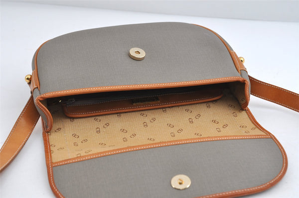 Authentic Christian Dior Shoulder Cross Body Bag Purse PVC Leather Gray CD 7965I