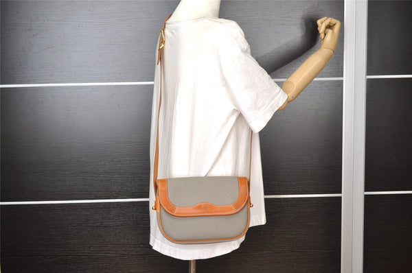 Authentic Christian Dior Shoulder Cross Body Bag Purse PVC Leather Gray CD 7965I