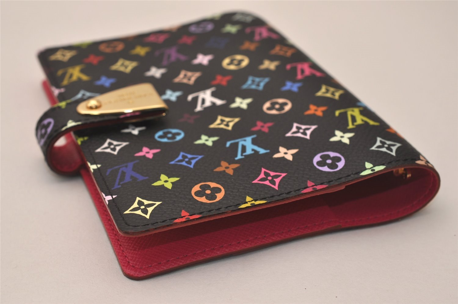 Auth Louis Vuitton Monogram Multicolor Agenda Partenaire PM Black LV Box 7968J