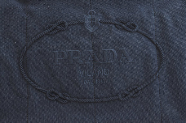 Authentic PRADA Canapa M Vintage Canvas Tote Hand Bag Blue 7969I