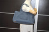 Authentic PRADA Canapa M Vintage Canvas Tote Hand Bag Blue 7969I