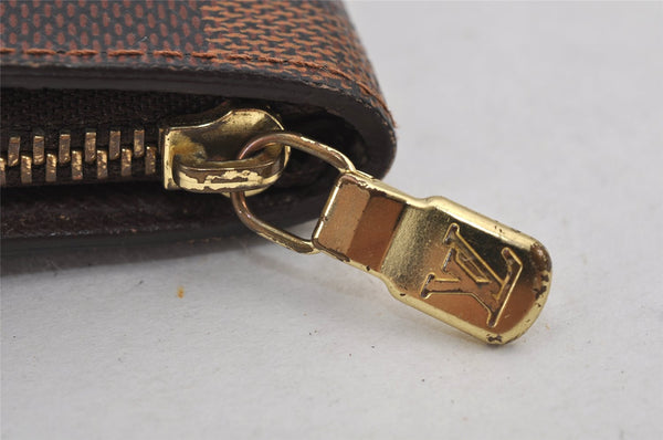 Authentic Louis Vuitton Damier Porte Monnaie Zip Purse Wallet N61728 LV 7970J