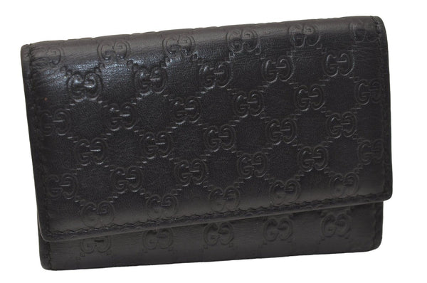 Authentic GUCCI Micro Guccissima GG Leather 6 Hooks Key Case 150402 Black 7971J