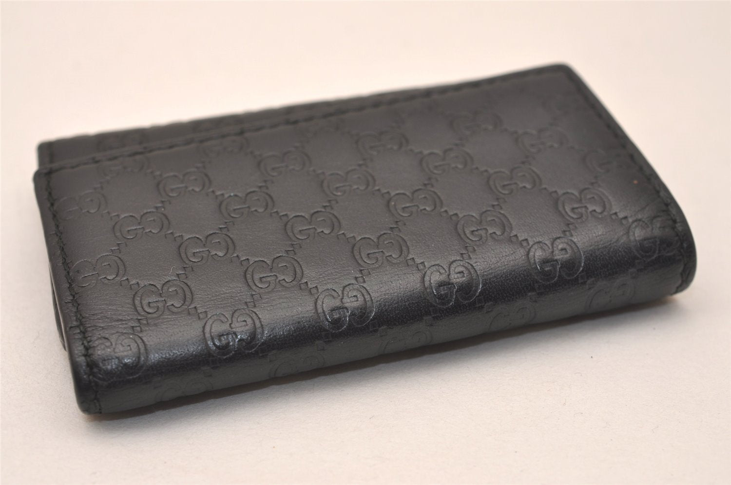 Authentic GUCCI Micro Guccissima GG Leather 6 Hooks Key Case 150402 Black 7971J