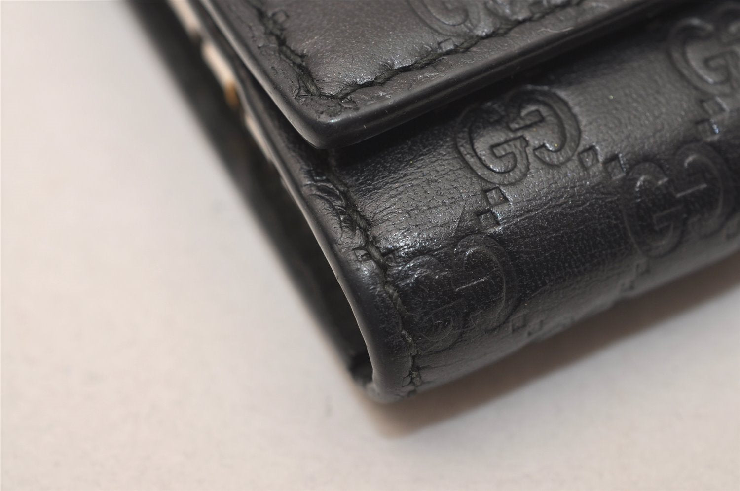 Authentic GUCCI Micro Guccissima GG Leather 6 Hooks Key Case 150402 Black 7971J