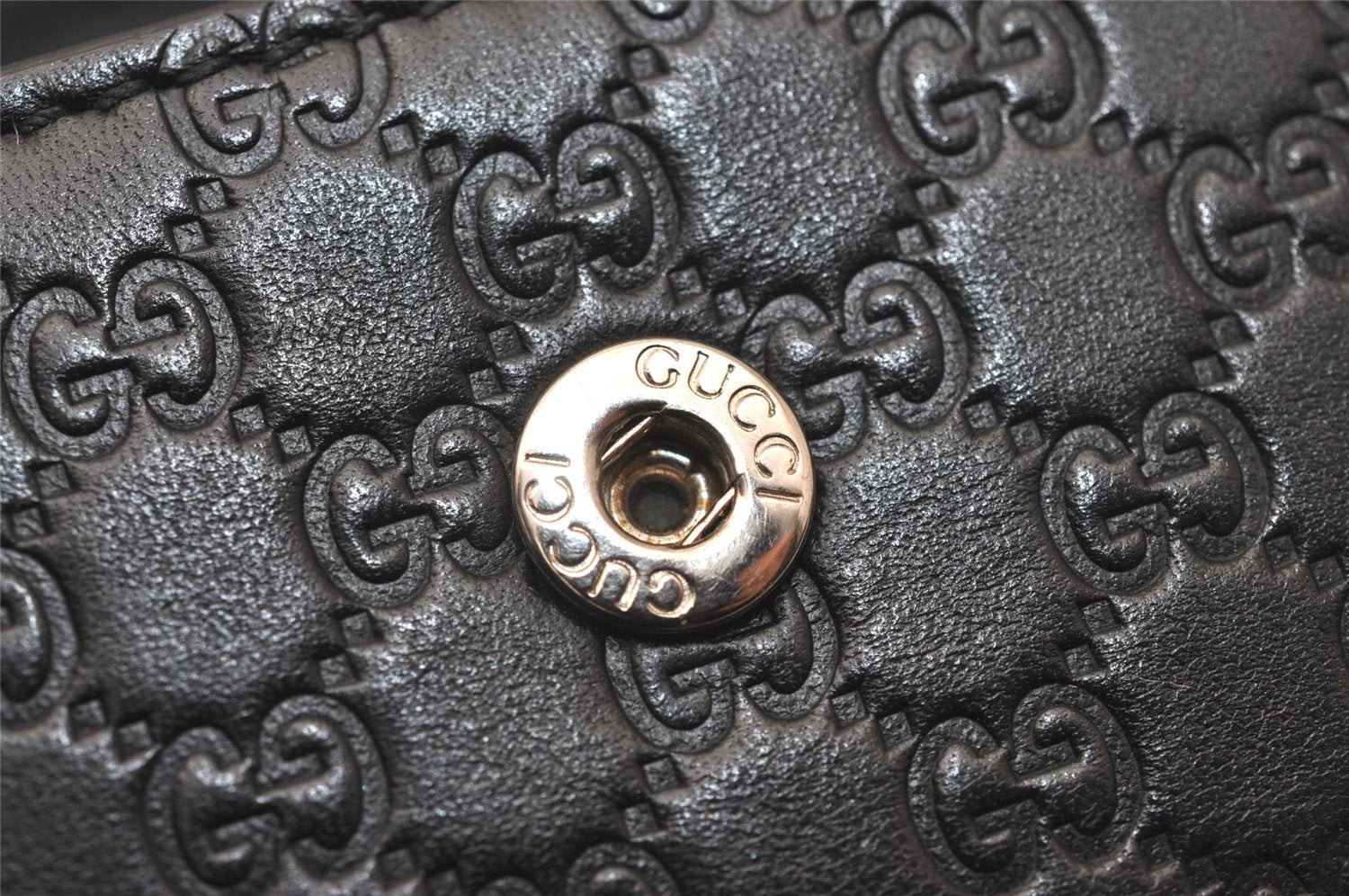 Authentic GUCCI Micro Guccissima GG Leather 6 Hooks Key Case 150402 Black 7971J