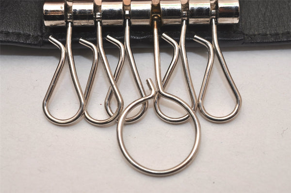 Authentic GUCCI Micro Guccissima GG Leather 6 Hooks Key Case 150402 Black 7971J